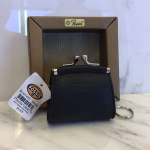 Fossil Black Leather Frame Coin Purse